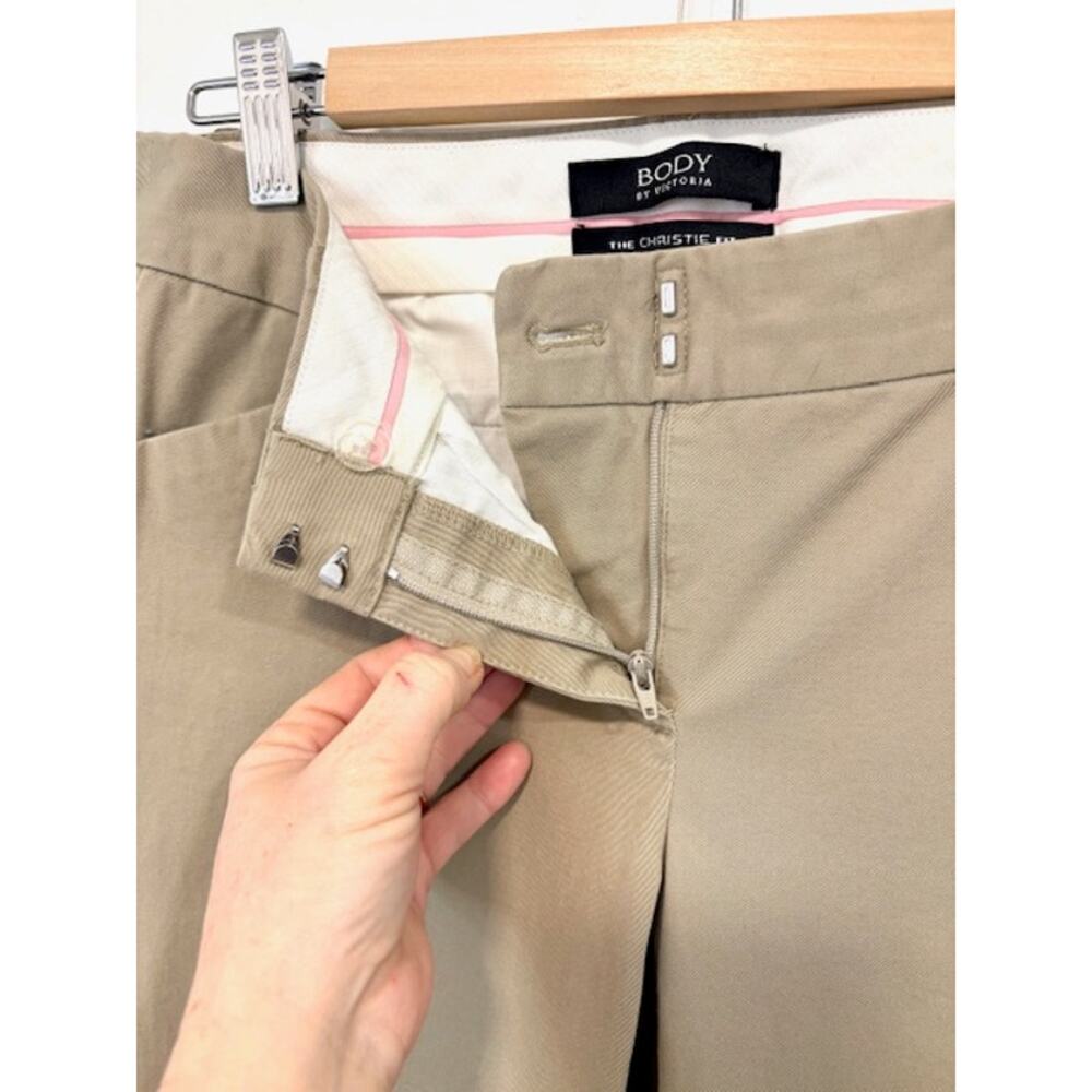 Body By Victoria Christine Fit Dress Pants Womens Sz 4 Khaki Low Rise Flare Y2K - Picture 6 of 13
